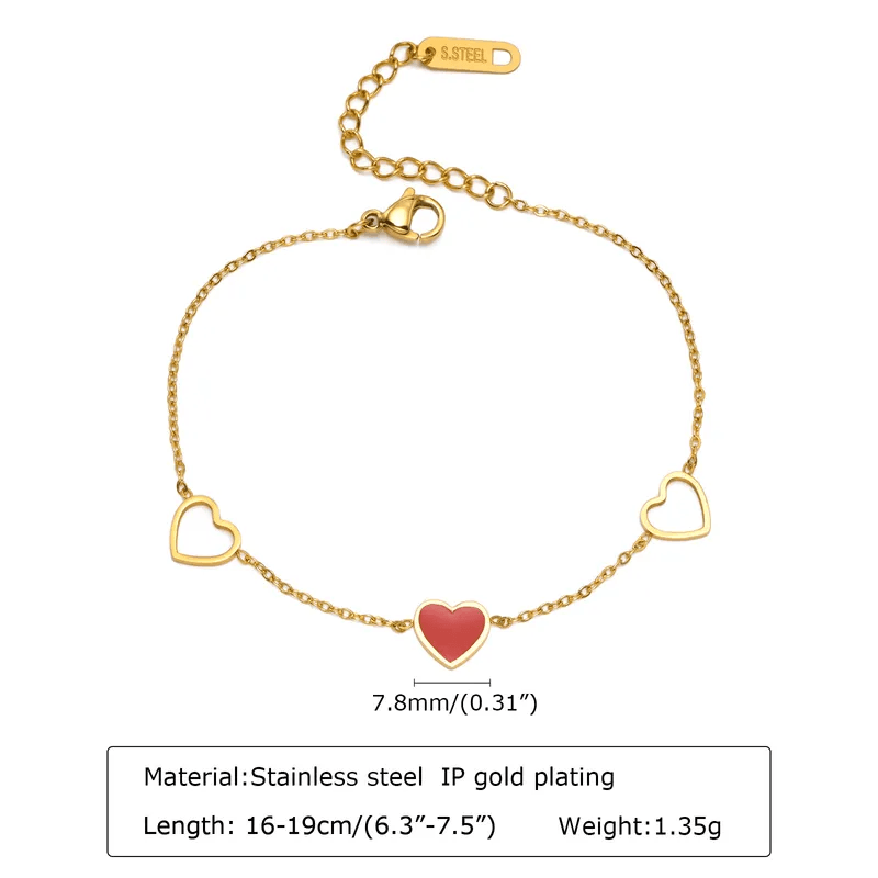 3 Heart Chain Bracelet
