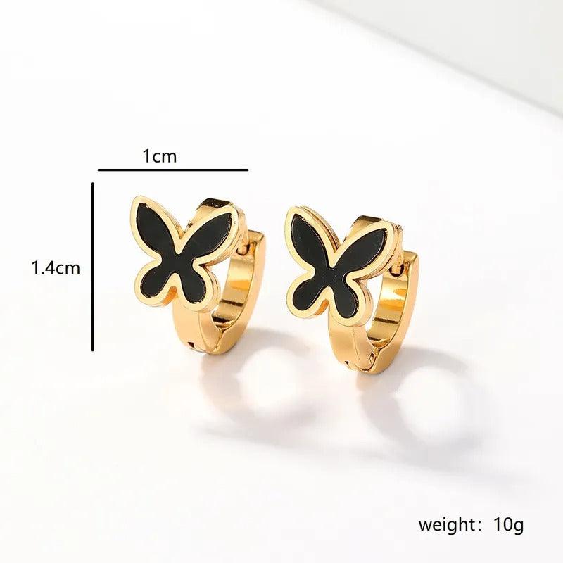 Retro Butterfly Small Hoops
